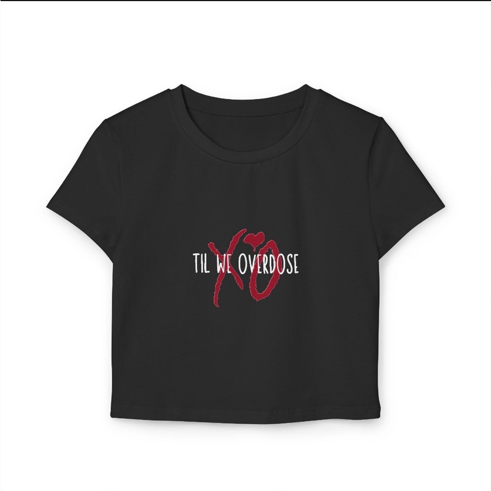 Black Crop Top with Red Graphic